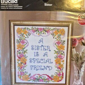 "Sister" Stamped Embroidery-Bucilla Kit 45832 -NEW